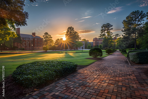 Golden Sunrise Over North Carolina State University: A Blend of Academic Life and Natural Beauty photo