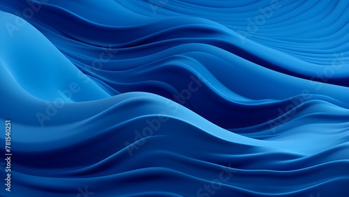 Blue waves made of fabric. Beautiful abstract background. Bright blue dynamic.