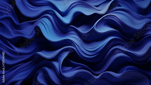 Blue waves made of fabric. Beautiful abstract background. Bright blue dynamic.