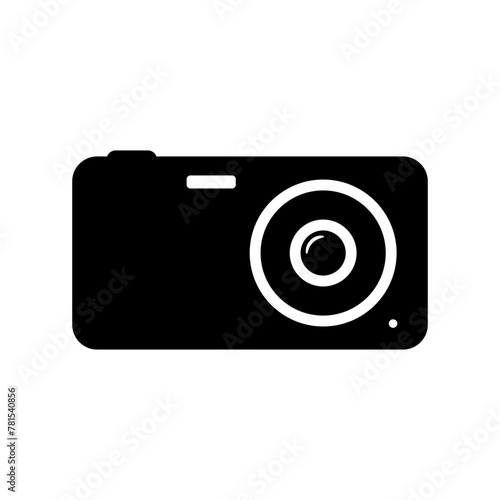Digital camera icon. Black silhouette. Front view. Vector simple flat graphic illustration. Isolated object on a white background. Isolate.