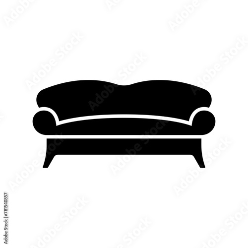 Sofa icon. Black silhouette. Front view. Vector simple flat graphic illustration. Isolated object on a white background. Isolate.