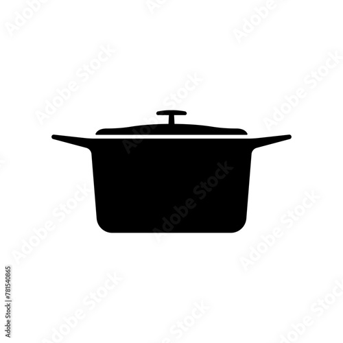 Pan with lid icon. Black silhouette. Front side view. Vector simple flat graphic illustration. Isolated object on a white background. Isolate.