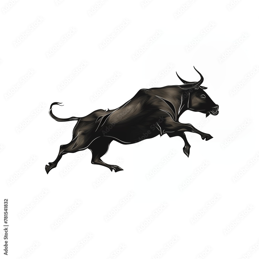 Fototapeta premium A black bull is leaping through the air