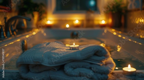Bath Tub Filled With Candles by Window