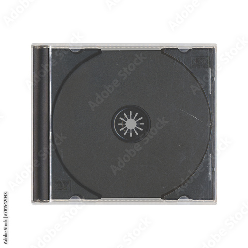 isolated old music CD disc jewel case without compact disk and cover in transparent background, y2k style