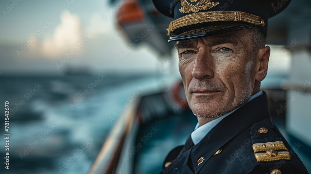 Cruise Ship Captain in a maritime captain's uniform Cruise Ship Captain in a maritime captain's uniform