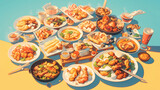 Vintage retro style of Chinese food, chinese tea party.