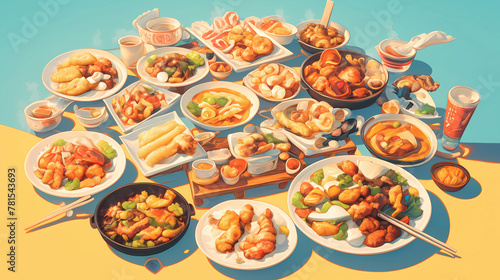 Vintage retro style of Chinese food, chinese tea party.