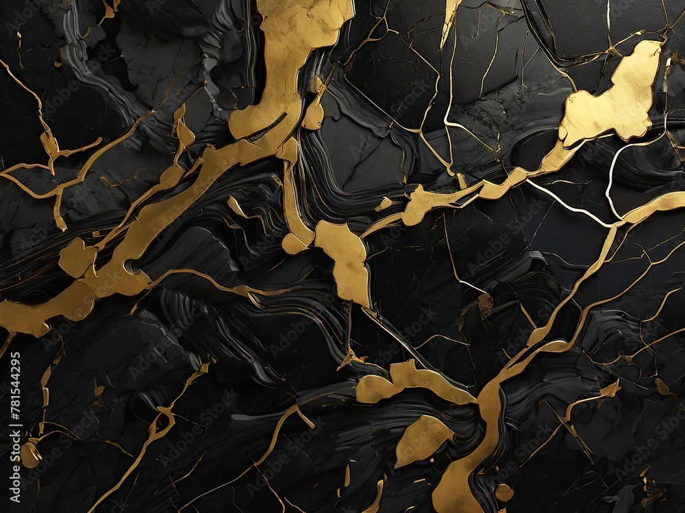 Generative AI illustration of black marble texture