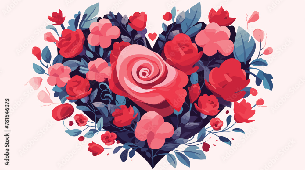 Love heart rose flower valentines day vector 2d fla