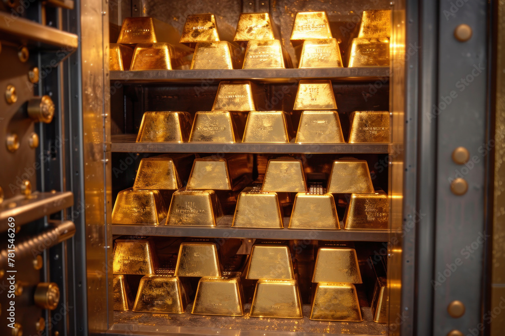 The reserves of gold are folded in the safe and next to them in the gold storage. Gold and foreign exchange reserve.