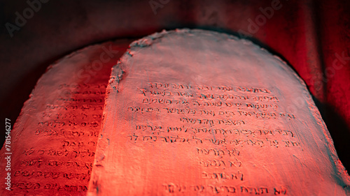 The tablets with the Ten Commandments of the Bible photo