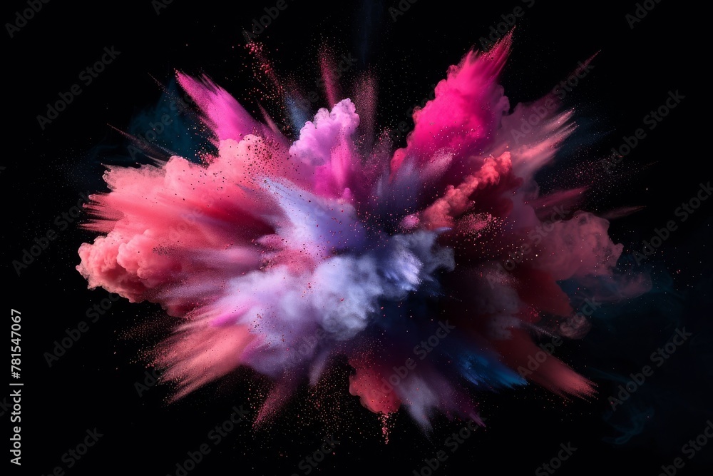 Abstract colored dust explosion on a black background. Abstract powder splatted background. Freeze motion of color powder exploding, throwing color powder, multicolored texture. High quality photo Abstract colored dust explosion on a black background. Abstract powder splatted background. Freeze motion of color powder exploding, throwing color powder, multicolored texture. High quality photo