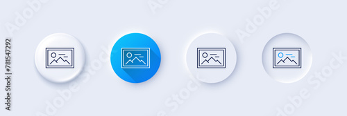 Photo line icon. Neumorphic, Blue gradient, 3d pin buttons. Image thumbnail sign. Picture placeholder symbol. Line icons. Neumorphic buttons with outline signs. Vector Free Download Photo line icon. Neumorphic, Blue gradient, 3d pin buttons. Image thumbnail sign. Picture placeholder symbol. Line icons. Neumorphic buttons with outline signs. Vector - GFXLoad