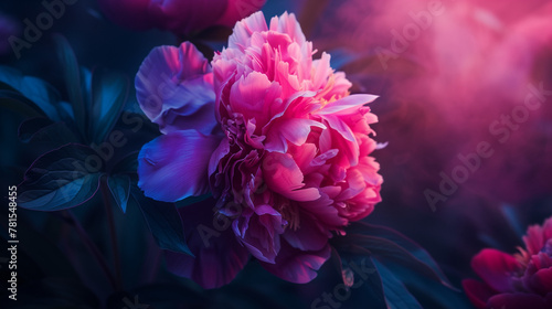 close up of a purple peony