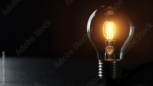 Idea light bulb concept. Glowing light bulb in the dark. 3d rendering. photo