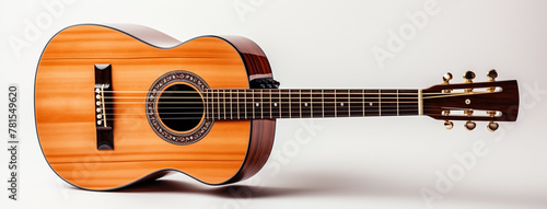 wide classic music cover background, closeup photo of acoustic guitar 