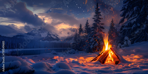 Frosty Night Campfire Glow
