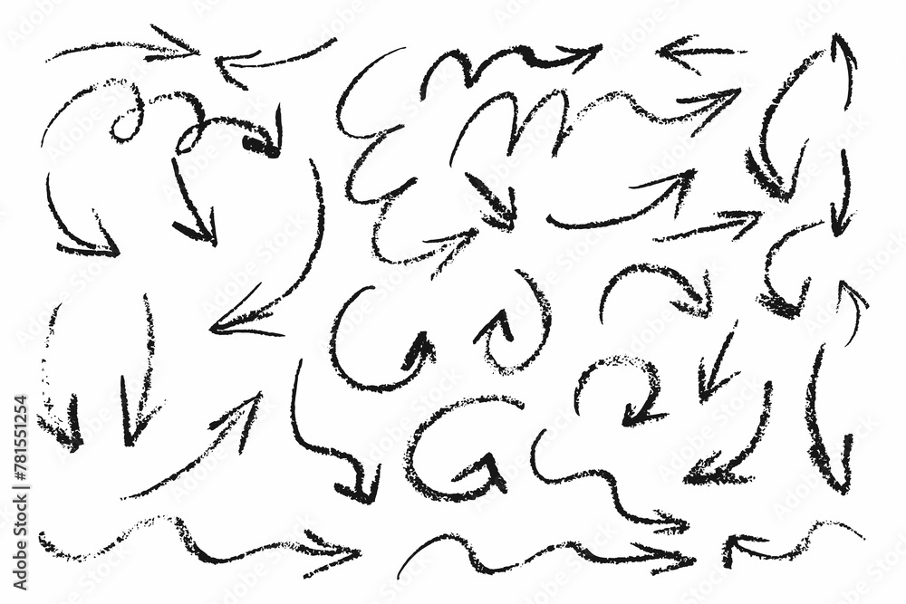 Charcoal Hand Draw Arrows Collection Doodle Chalk Grunge Arrows Set Brush Strokes Artistic Grunge Charcoal Hand Draw Arrows Collection Doodle Chalk Grunge Arrows Set Brush Strokes Artistic Grunge