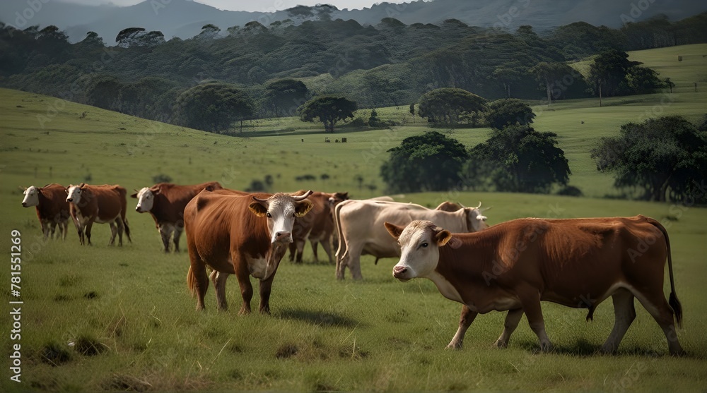 Gado de corte da pecuária brasileira / Cattle grazing in Brazilian livestock
 .Generative AI