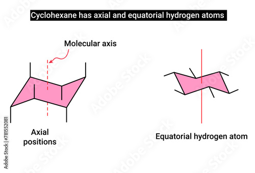 Cyclohexane has axial and equatorial hydrogen atoms