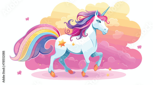 Magical unicorns design 2d flat cartoon vactor illu