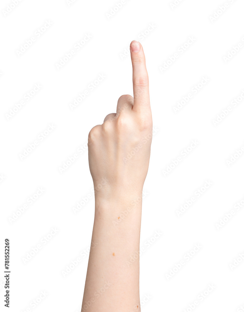 Index finger pointing up, showing something, hand raised, indicating and clicking gesture isolated, transparent png Index finger pointing up, showing something, hand raised, indicating and clicking gesture isolated, transparent png
