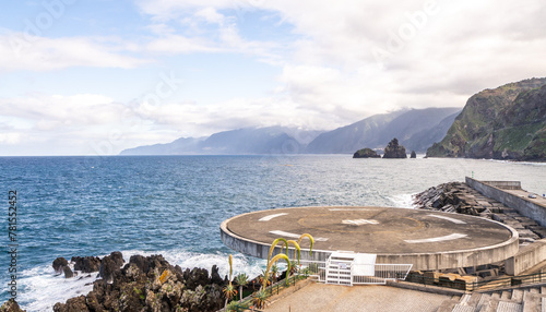 Canvas Print Helipad for emergency transport in Porto Moniz Madeira.