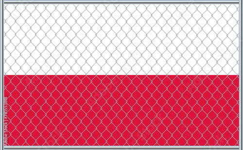 Vector illustration of Poland flag under lattice. The concept of isolationism. No war