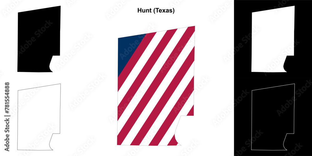 Hunt County (Texas) outline map set Hunt County (Texas) outline map set