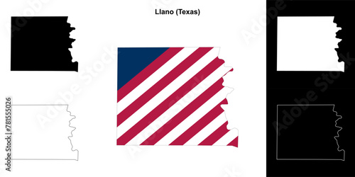 Llano County (Texas) outline map set
