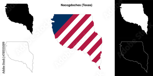 Nacogdoches County (Texas) outline map set