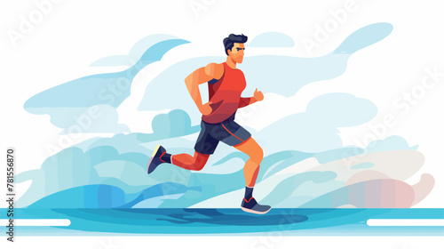 Man of side running. sport concept vector graphic 2