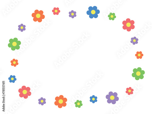 シンプルな花の円形フレーム