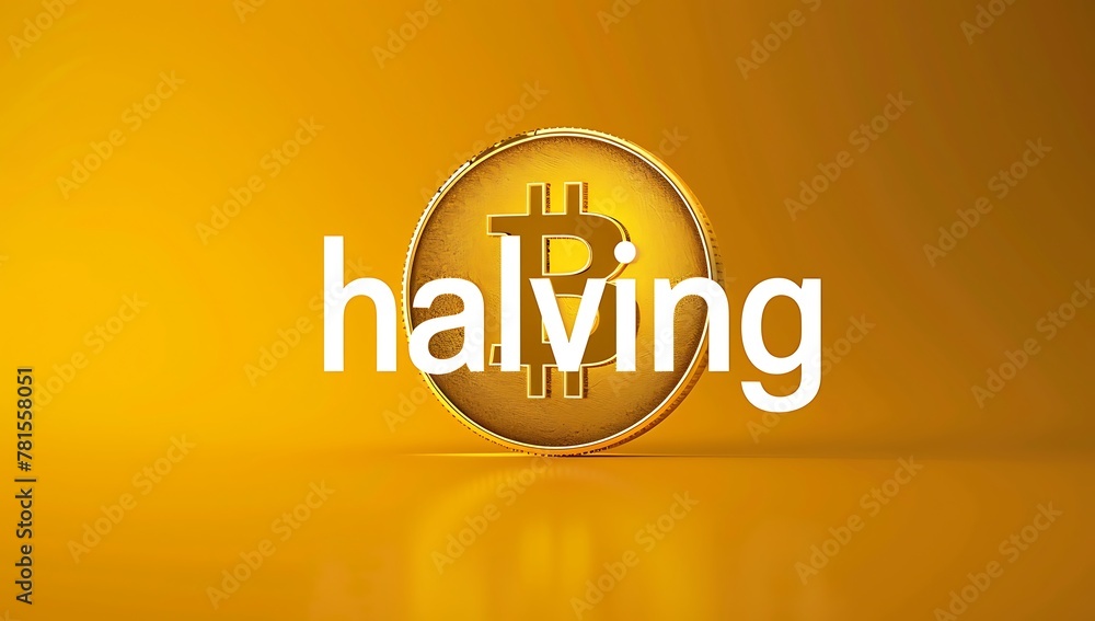 A glossy 3D Bitcoin symbol with the word A glossy 3D Bitcoin symbol with the word