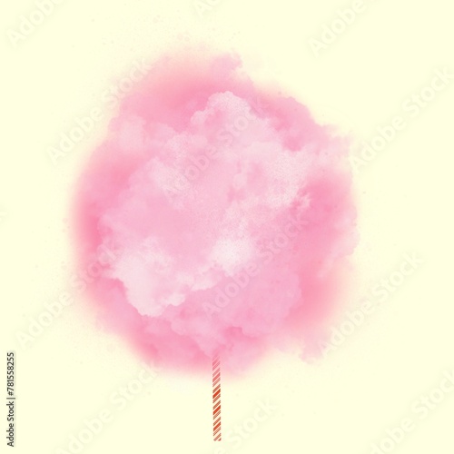 baby shiny pink cotton candy on a stick