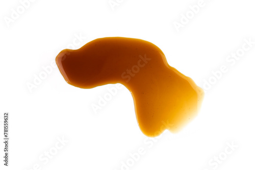 Spilled espresso coffee, stains isolated on white background