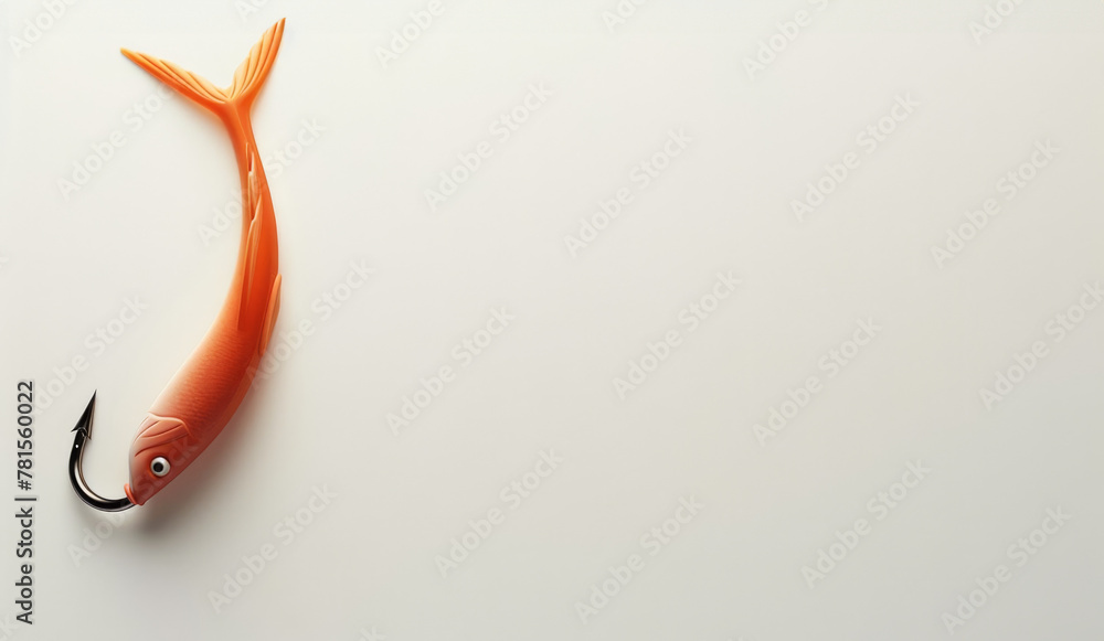 Abstract red fishing hook on a plain white canvas. Abstract red fishing hook on a plain white canvas.