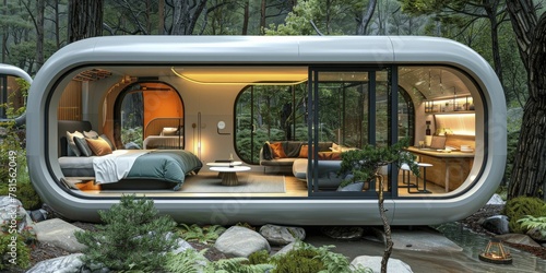 AI designed micro homes that expand and contract based on occupancy needs. photo