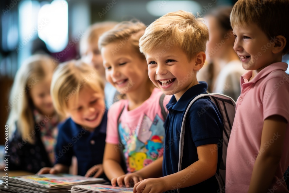 Fototapeta premium Happy Elementary School Children