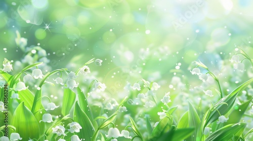 white flowers on a green background.