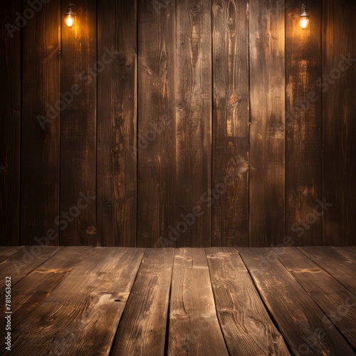 Rustic wooden background with two vintage light bulbs
