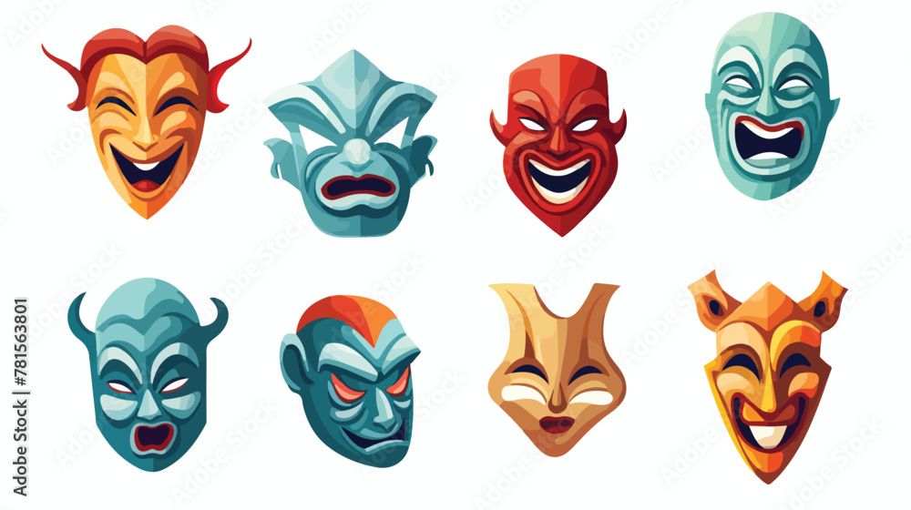 Masks theater traditional isolated icon 2d flat car