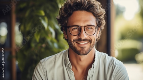 Portrait of a smiling man with glasses photo