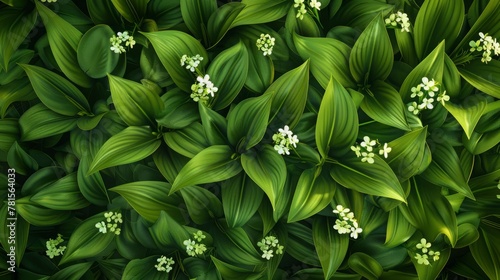white flowers on a green background. © Yahor Shylau 