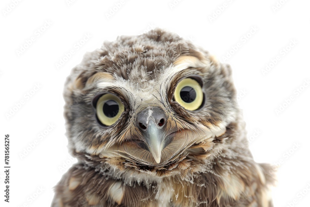 Naklejka premium A close-up portrait focusing on the intense, captivating eyes of a beautifully detailed owl