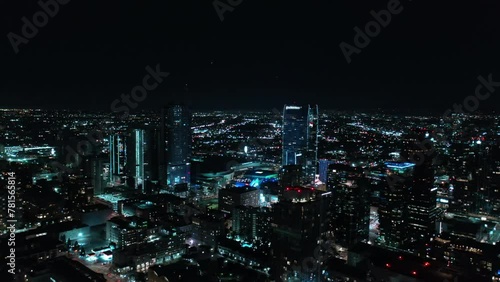 Wallpaper Mural Amazing panorama of Downtown Los Angeles at night with famous skyscrapers, L.A. California US. High quality 4k footage Torontodigital.ca