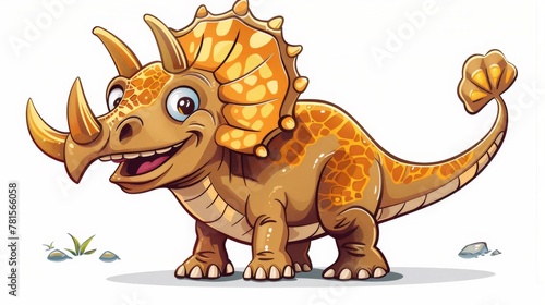 Colorful and friendly cartoon triceratops illustration  great for children s content and educational material