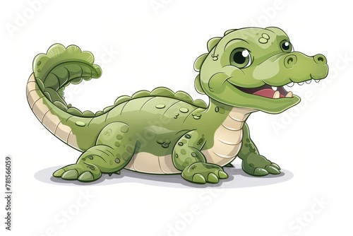A delightful and amusing green cartoon crocodile, perfect for storytelling and fun educational visuals