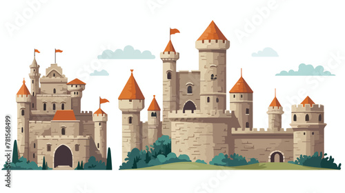 Medieval castle constructor for children vector ill